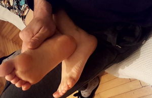 Girlfriend resting  new feet feets on..